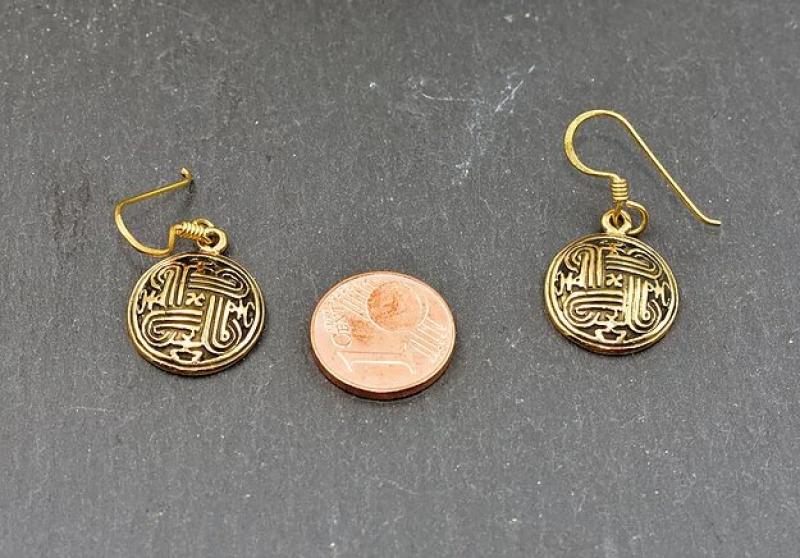 Wikinger Schildknoten Ohrringe aus Bronze mit 1 Cent Münze